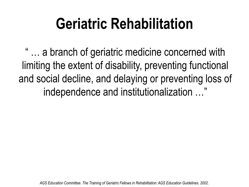 geriatric rehabilitation