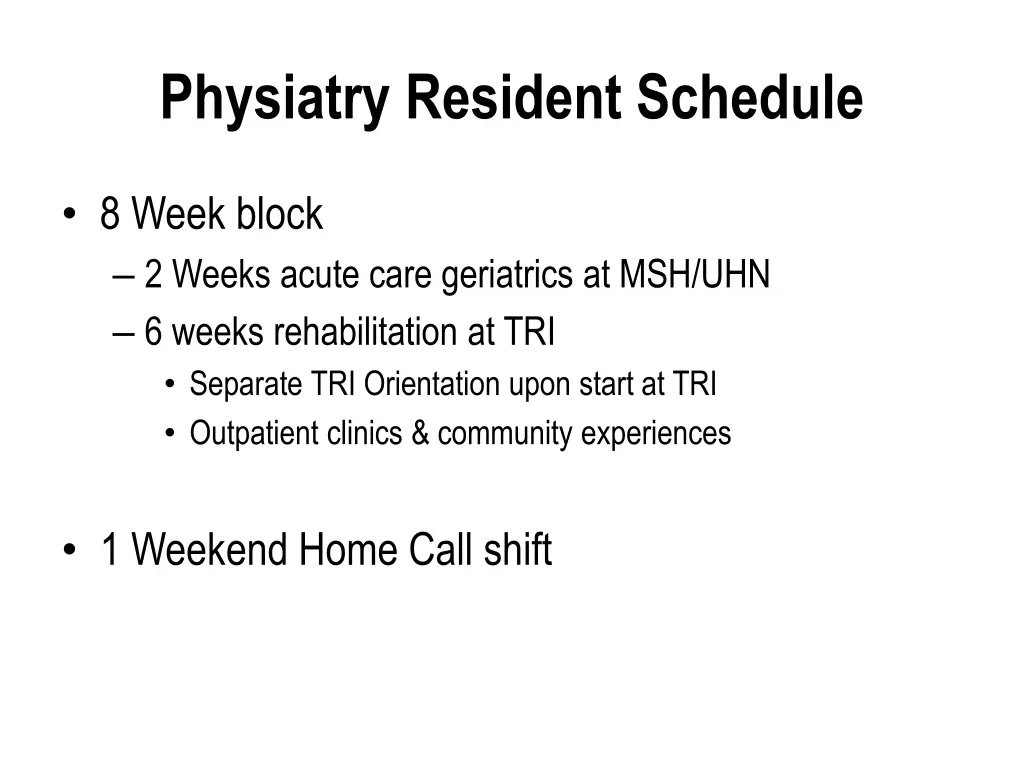 physiatry resident schedule