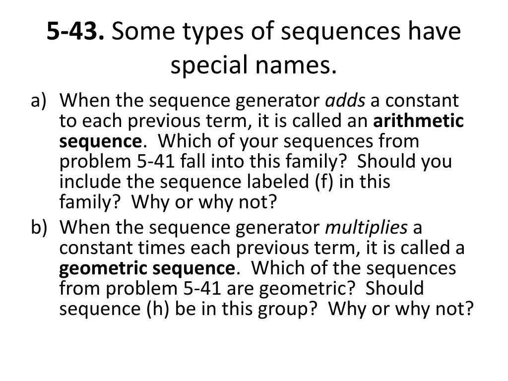 5 43 some types of sequences have special names