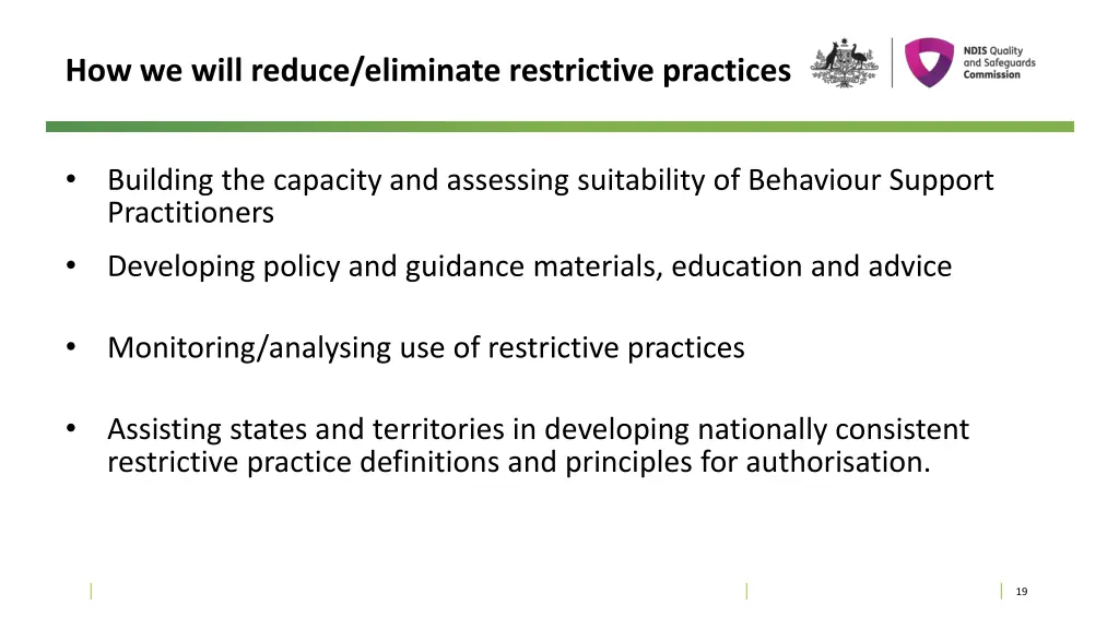 how we will reduce eliminate restrictive practices