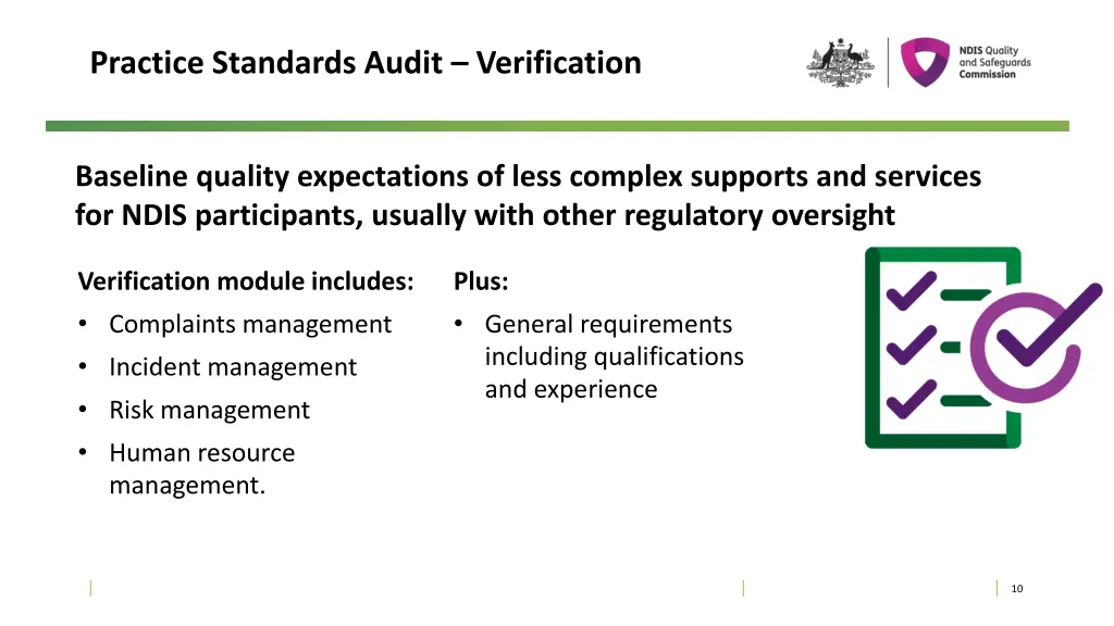 practice standards audit verification