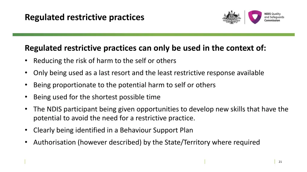 regulated restrictive practices 1