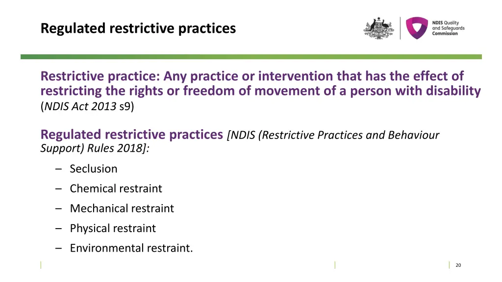 regulated restrictive practices