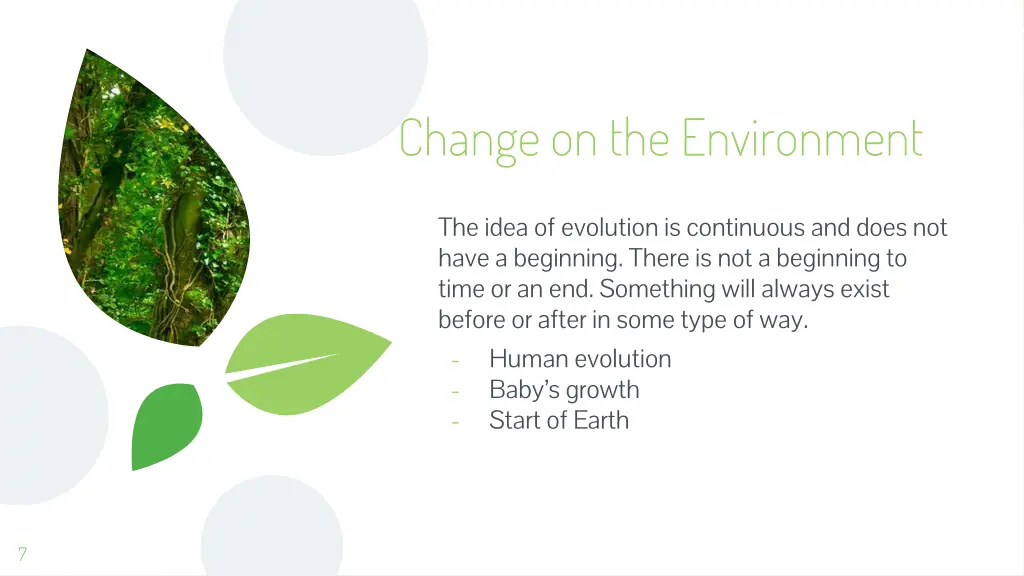 change on the environment