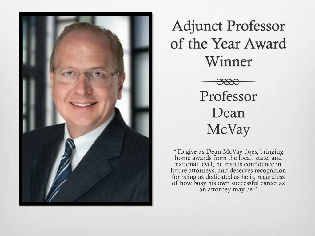 adjunct professor of the year award winner