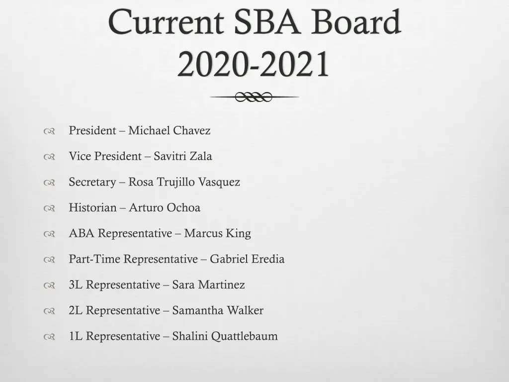 current sba board 2020 2021