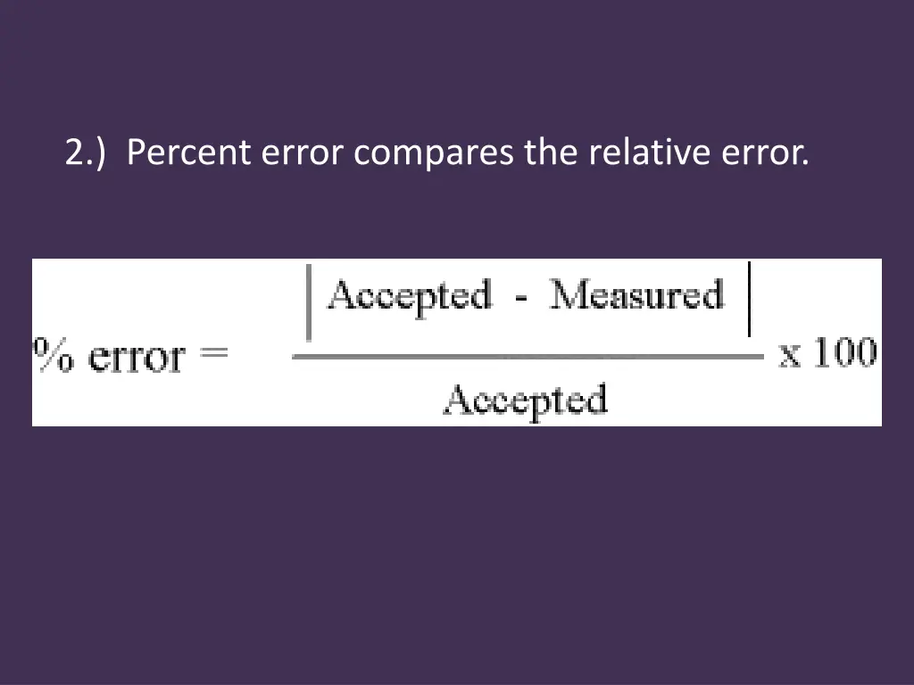 2 percent error compares the relative error