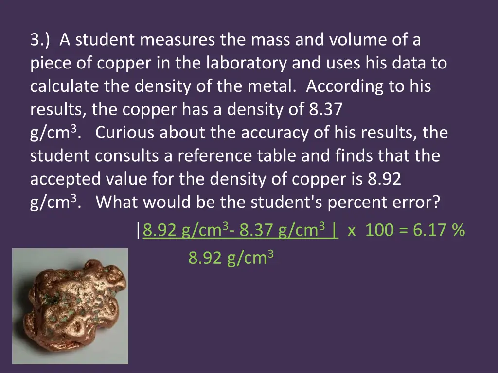 3 a student measures the mass and volume