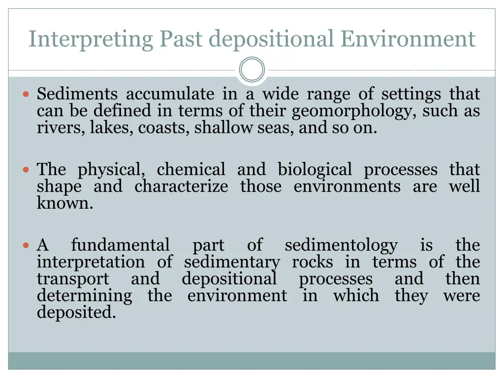 interpreting past depositional environment