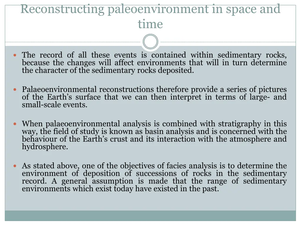 reconstructing paleoenvironment in space and time 1