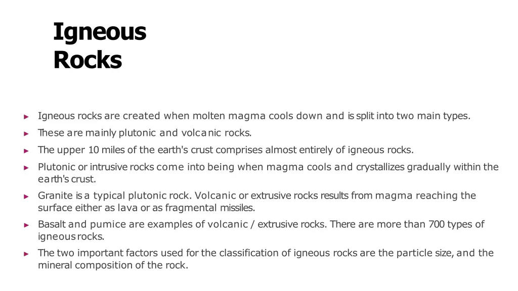 igneous rocks