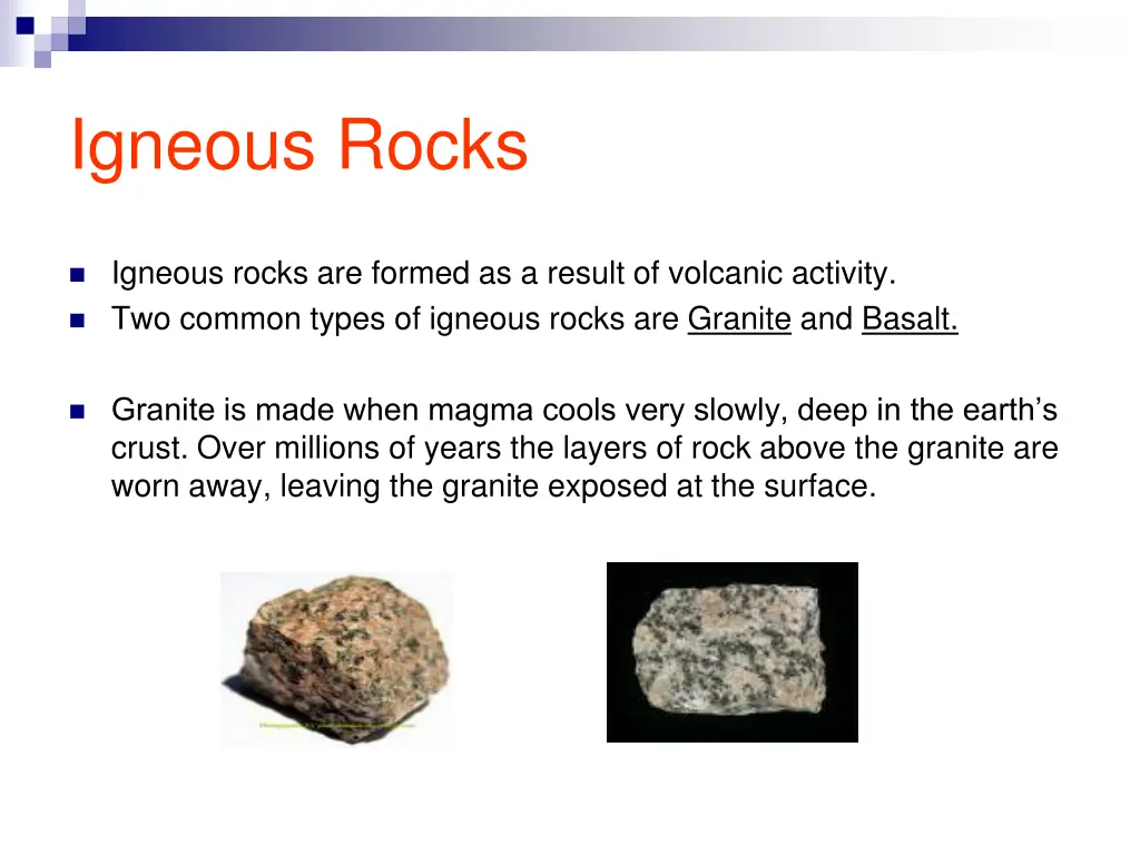 igneous rocks