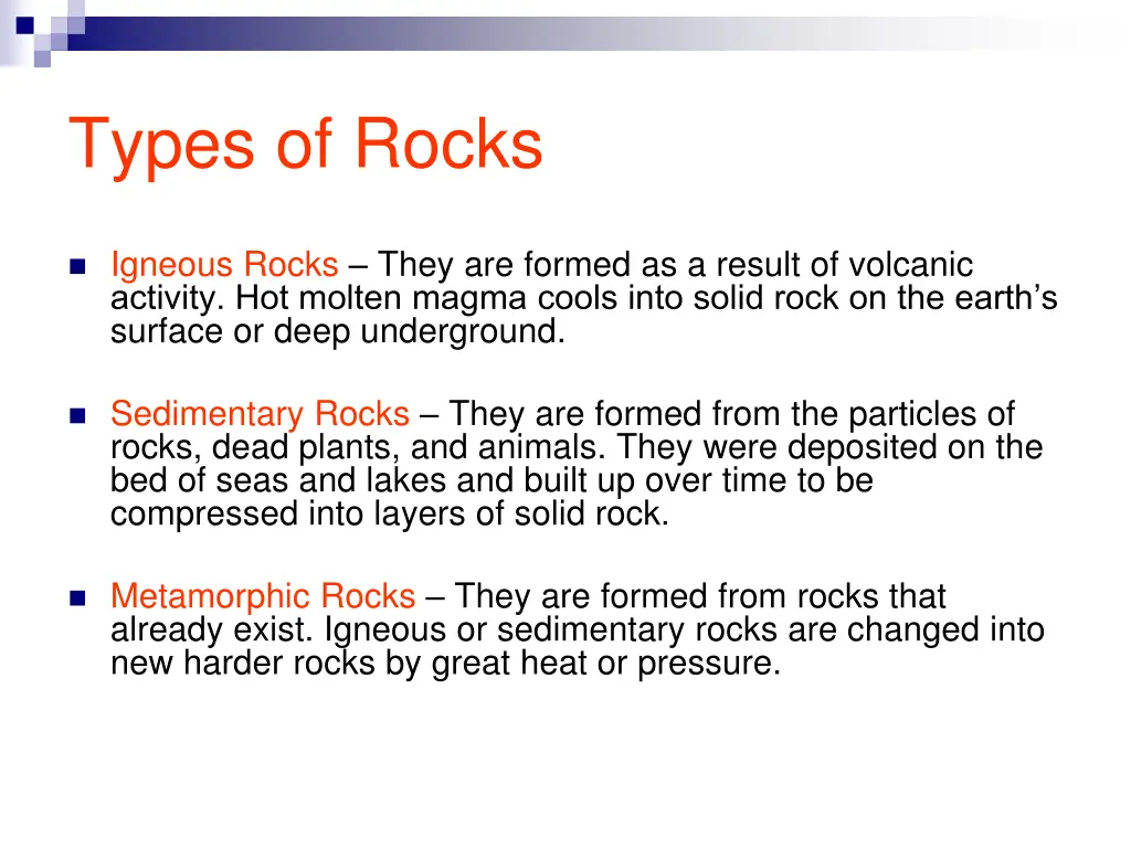 types of rocks 1