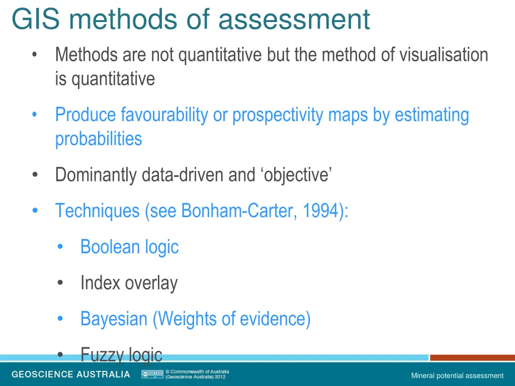 gis methods of assessment methods