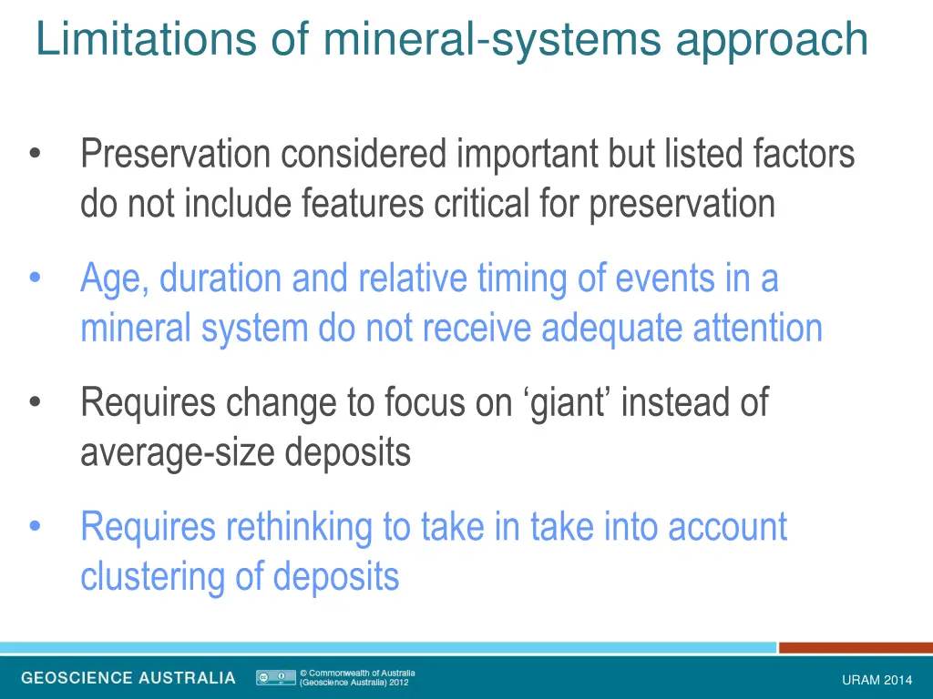 limitations of mineral systems approach