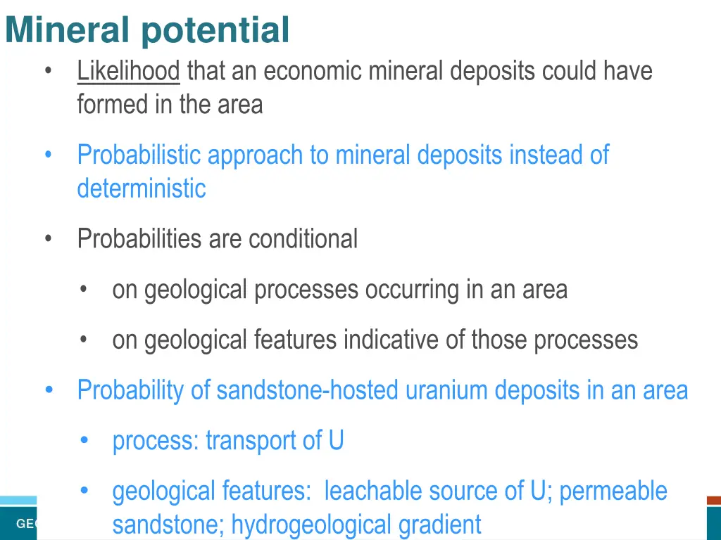 mineral potential likelihood that an economic