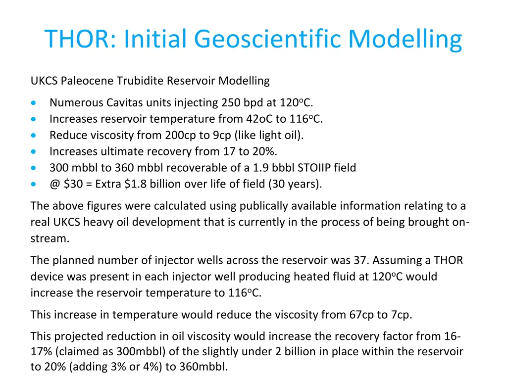 thor initial geoscientific modelling