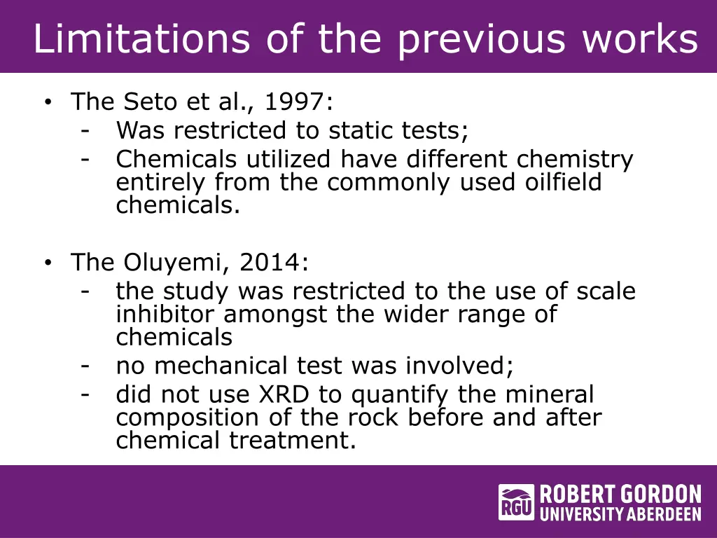 limitations of the previous works