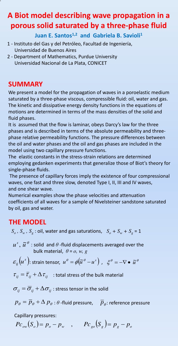 a biot model describing wave propagation