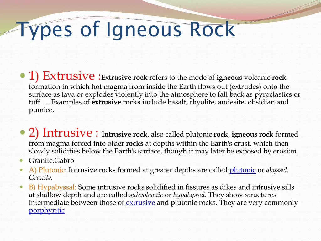 types of igneous rock