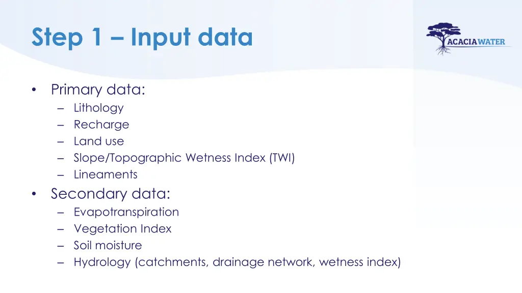 step 1 input data