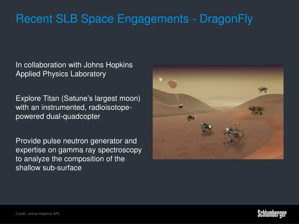 recent slb space engagements dragonfly