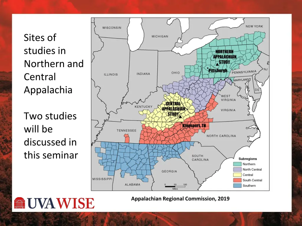 sites of studies in northern and central