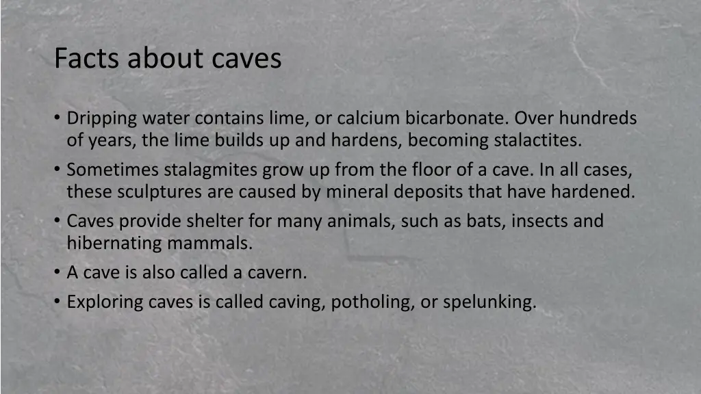 facts about caves