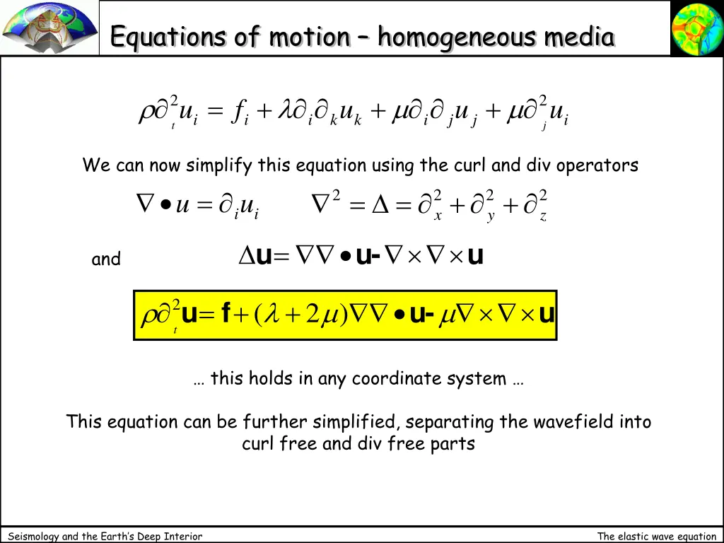 equations of motion homogeneous media