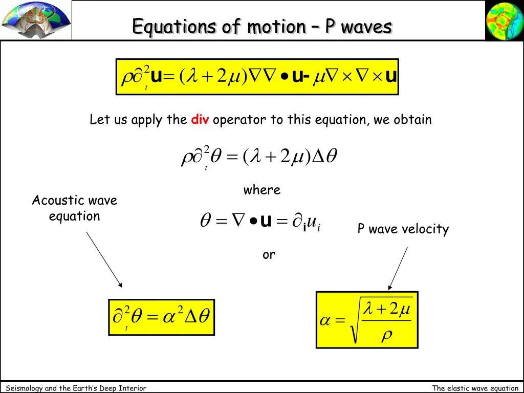 equations of motion p waves