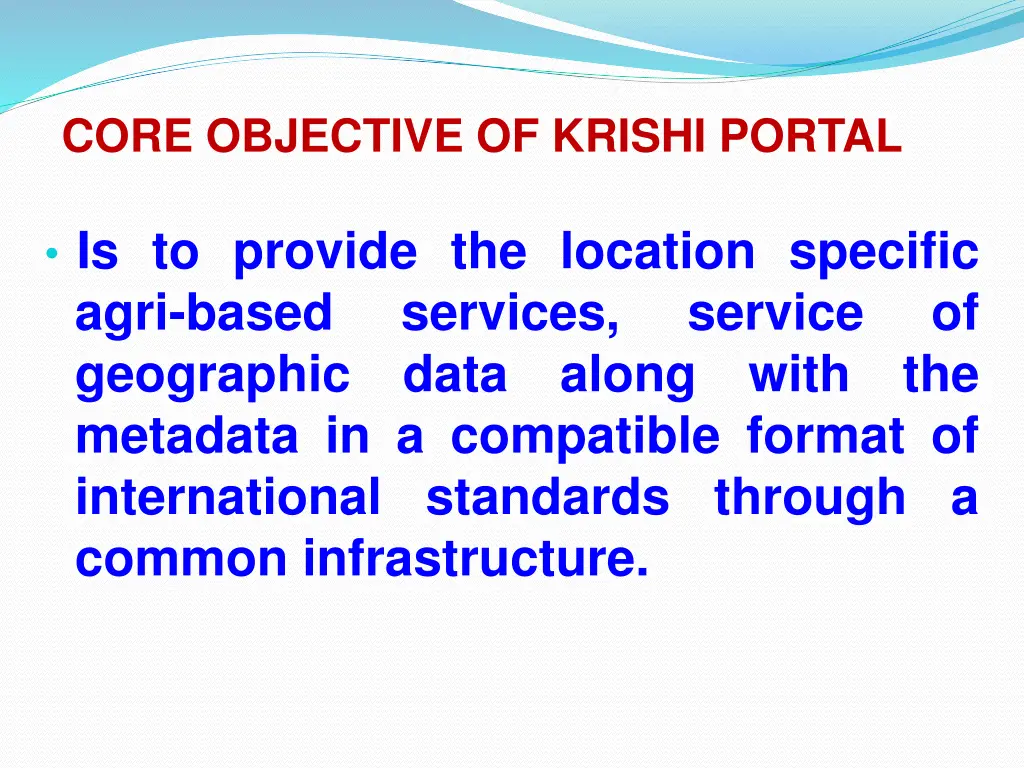 core objective of krishi portal