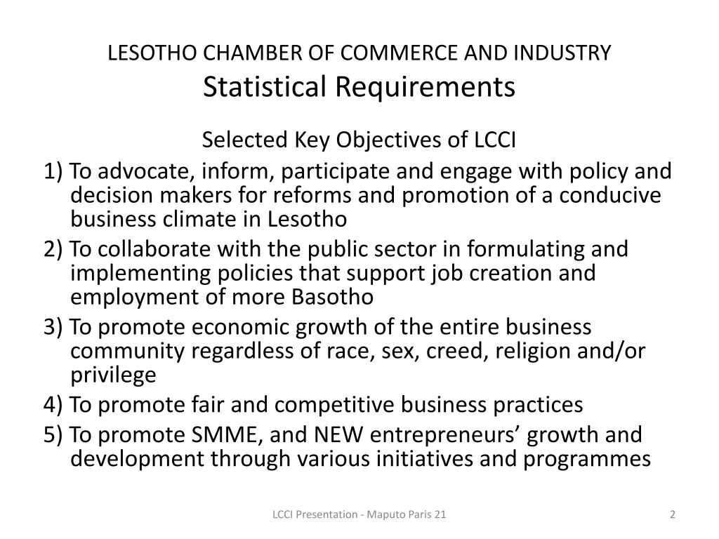 lesotho chamber of commerce and industry 1