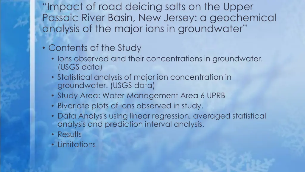 impact of road deicing salts on the upper passaic