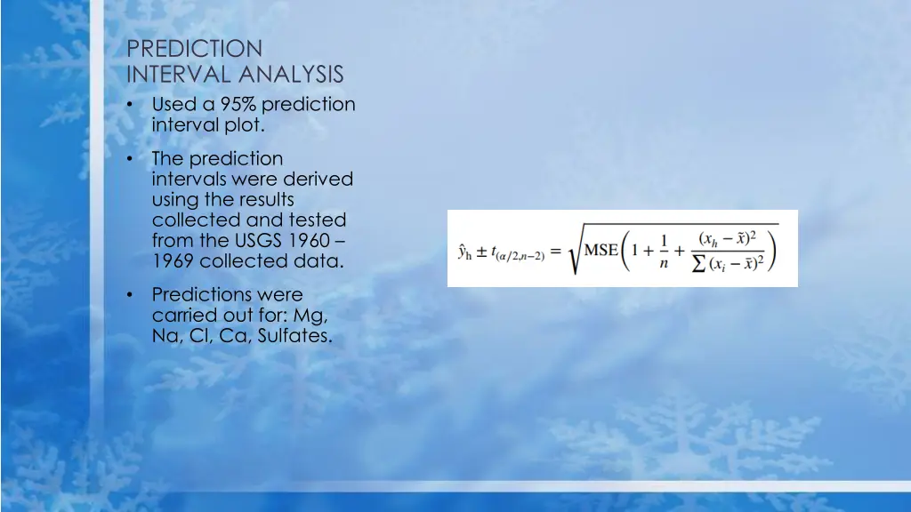 prediction interval analysis used a 95 prediction