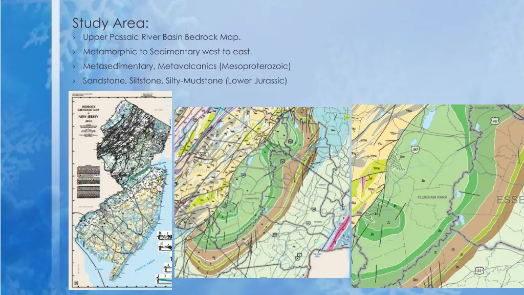 study area upper passaic river basin bedrock