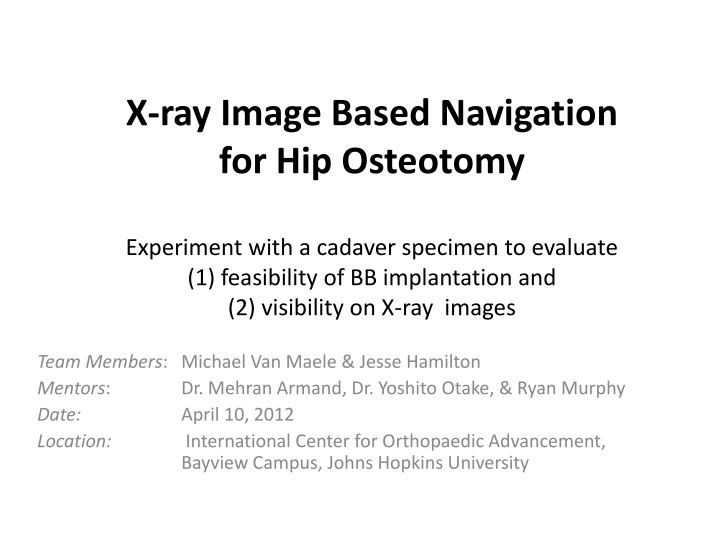 x ray image based navigation for hip osteotomy