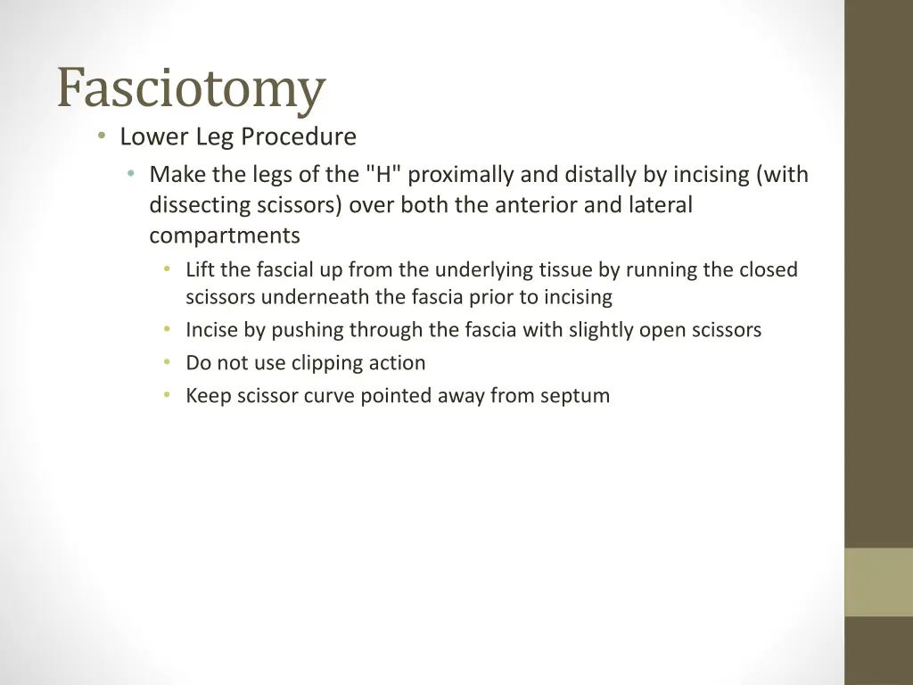 fasciotomy lower leg procedure make the legs