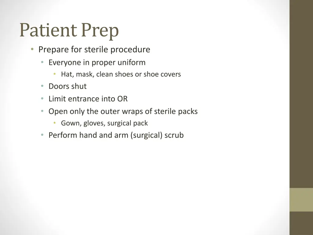 patient prep prepare for sterile procedure