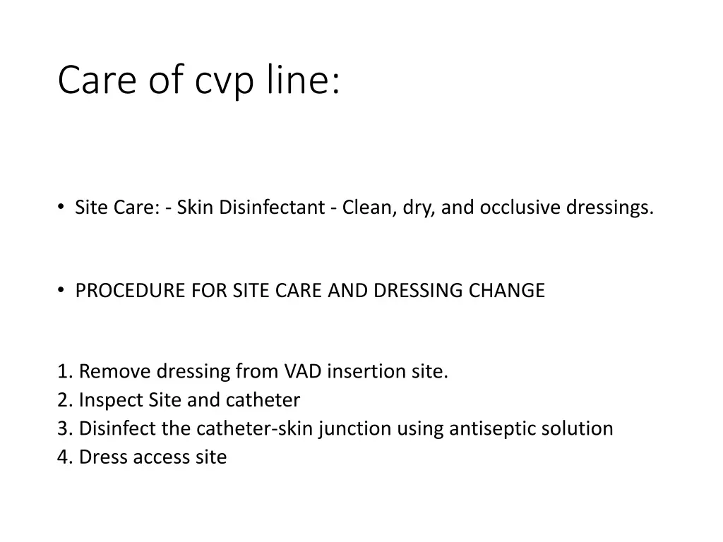 care of cvp line