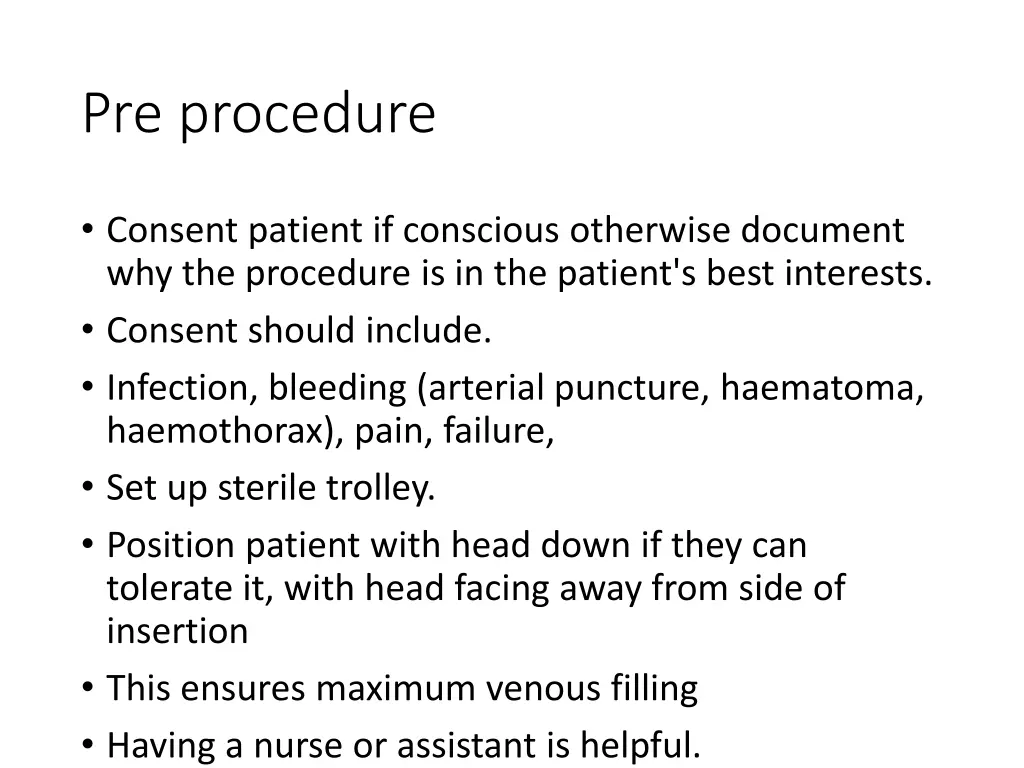 pre procedure