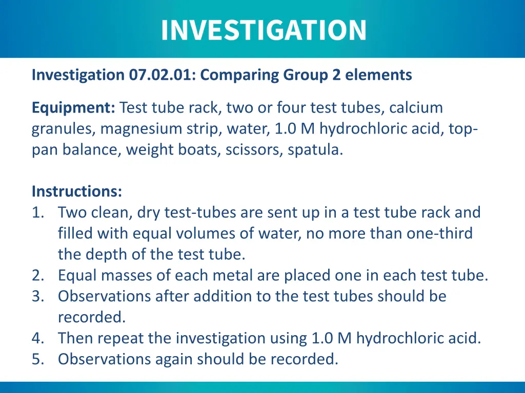 investigation 07 02 01 comparing group 2 elements