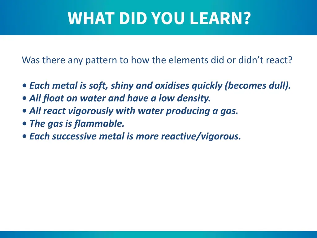 was there any pattern to how the elements