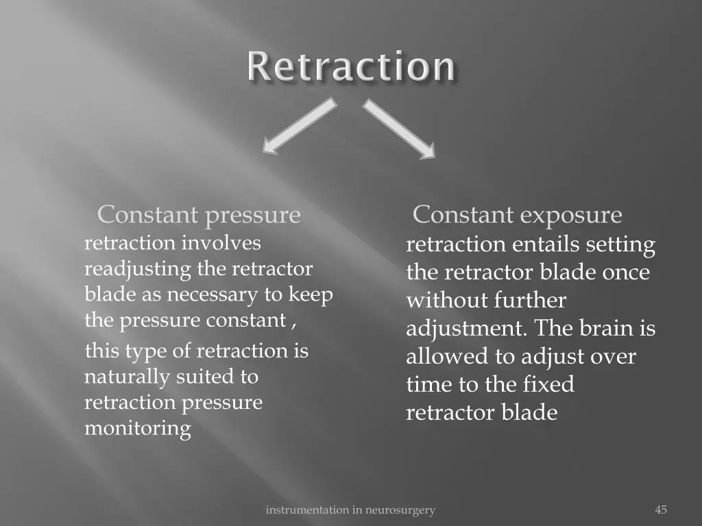 constant pressure retraction involves readjusting