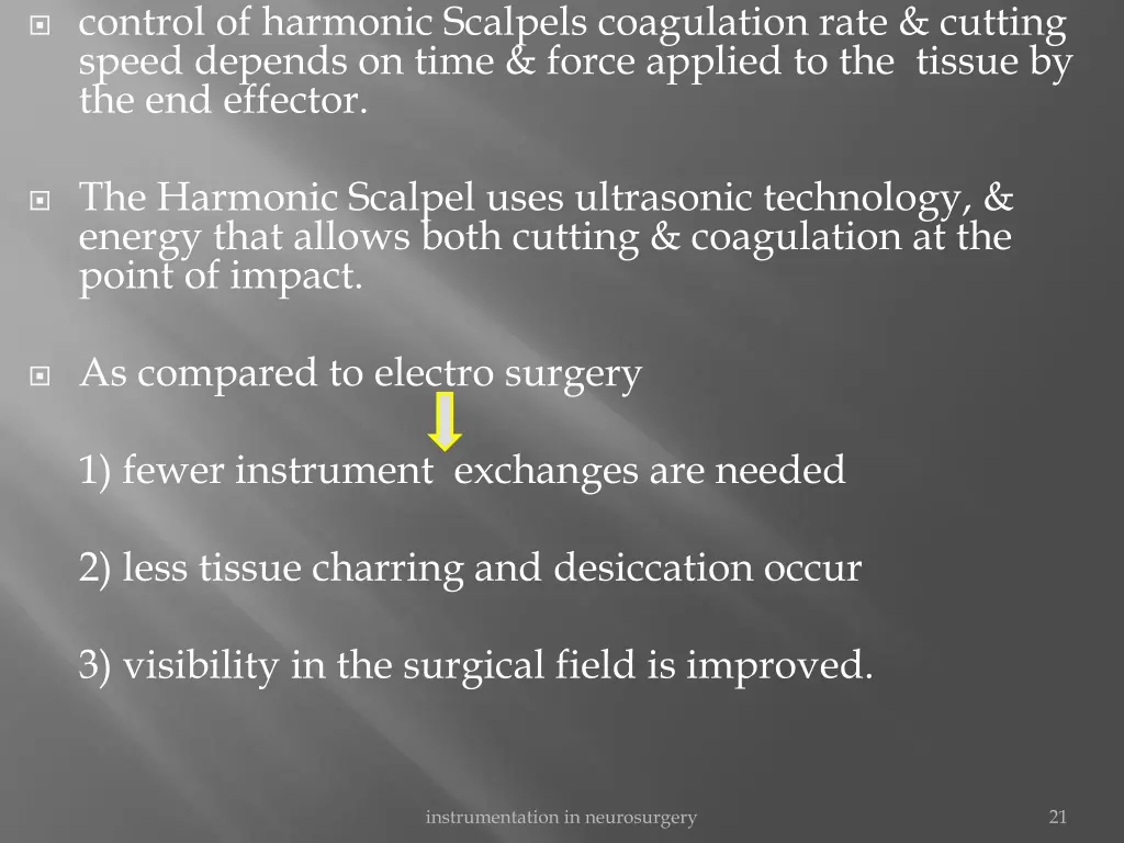 control of harmonic scalpels coagulation rate