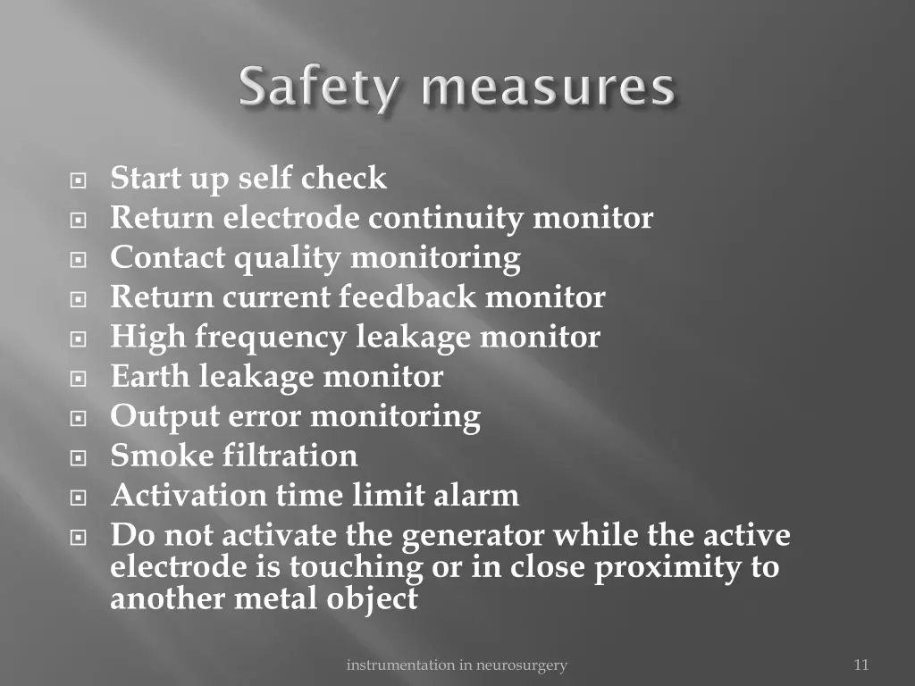 start up self check return electrode continuity