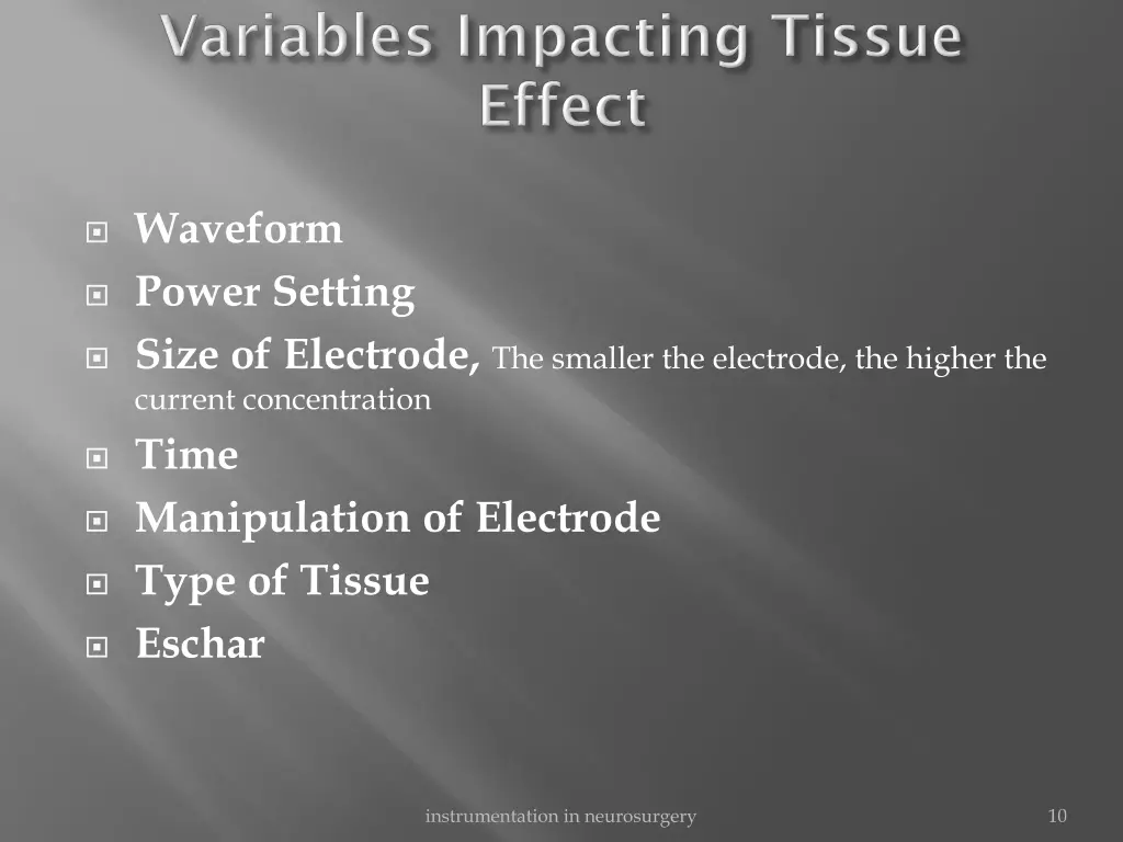 waveform power setting size of electrode