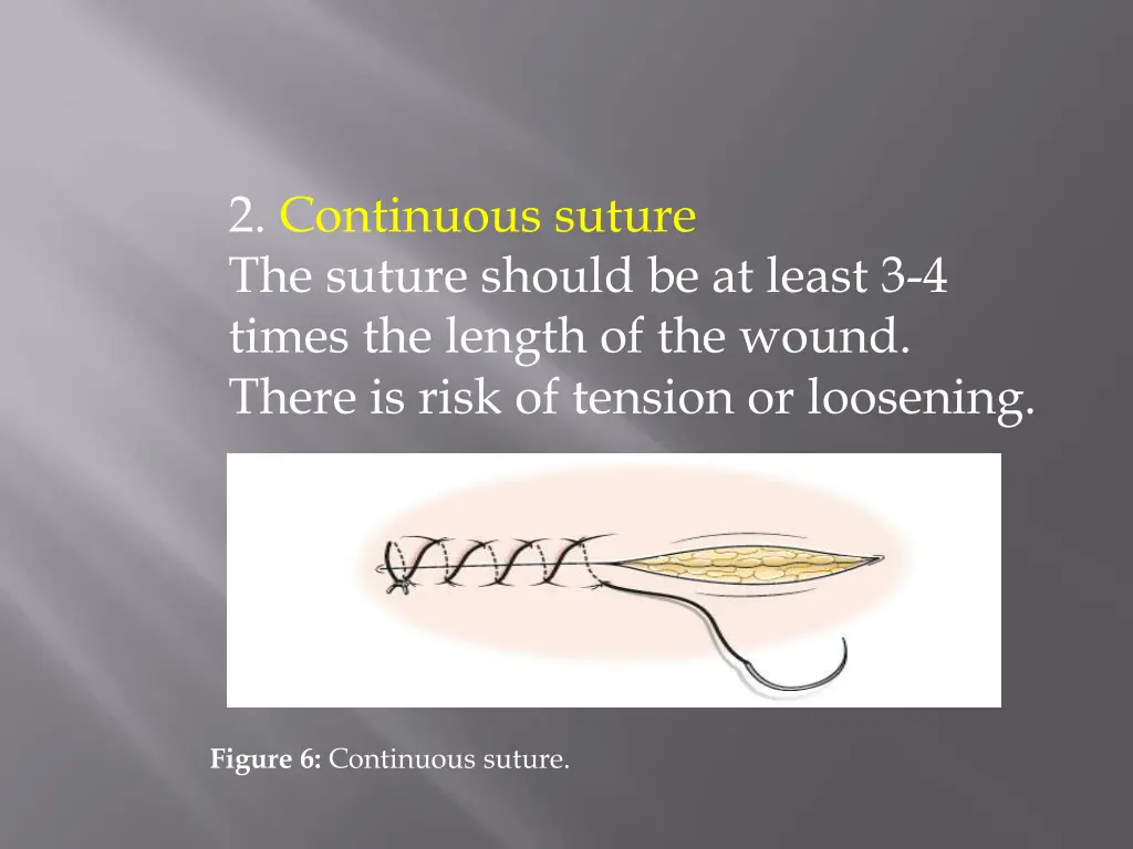 2 continuous suture the suture should be at least