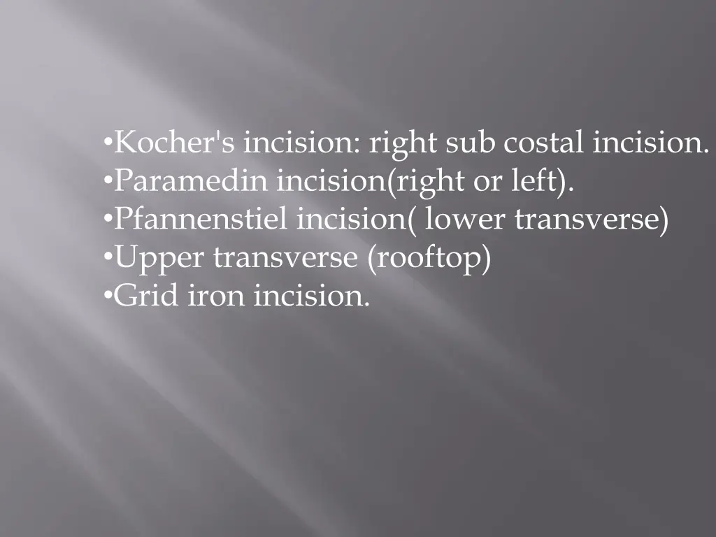 kocher s incision right sub costal incision