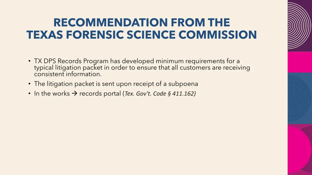 recommendation from the texas forensic science