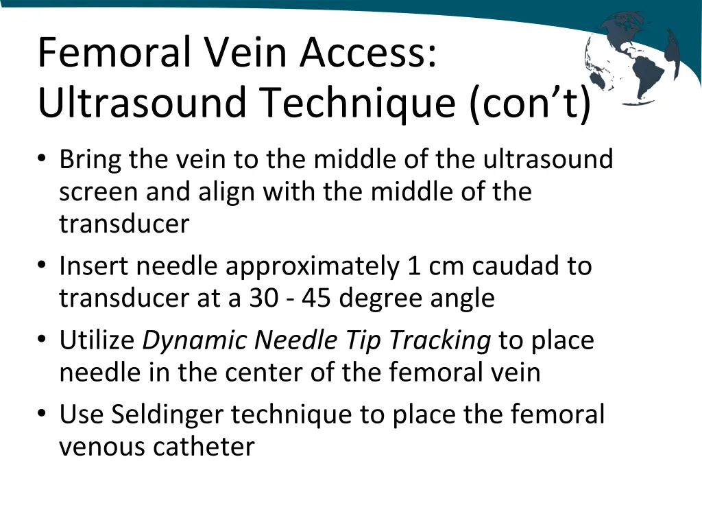 femoral vein access ultrasound technique